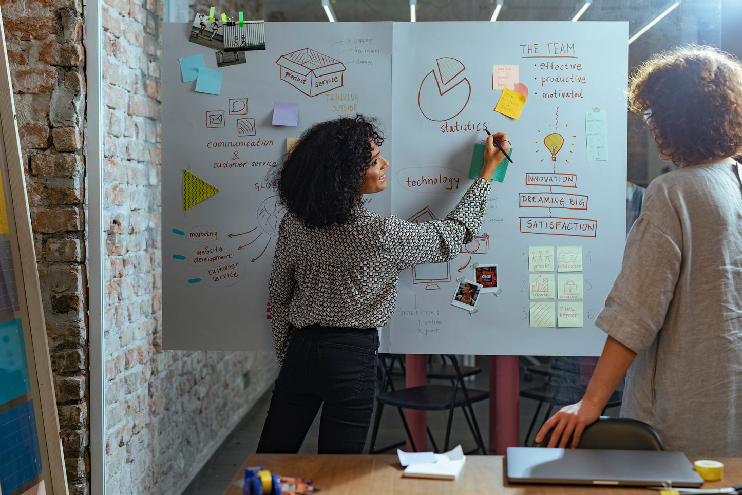 Trainer using a flip chart to explain concepts, representing interactive and visual teaching techniques.