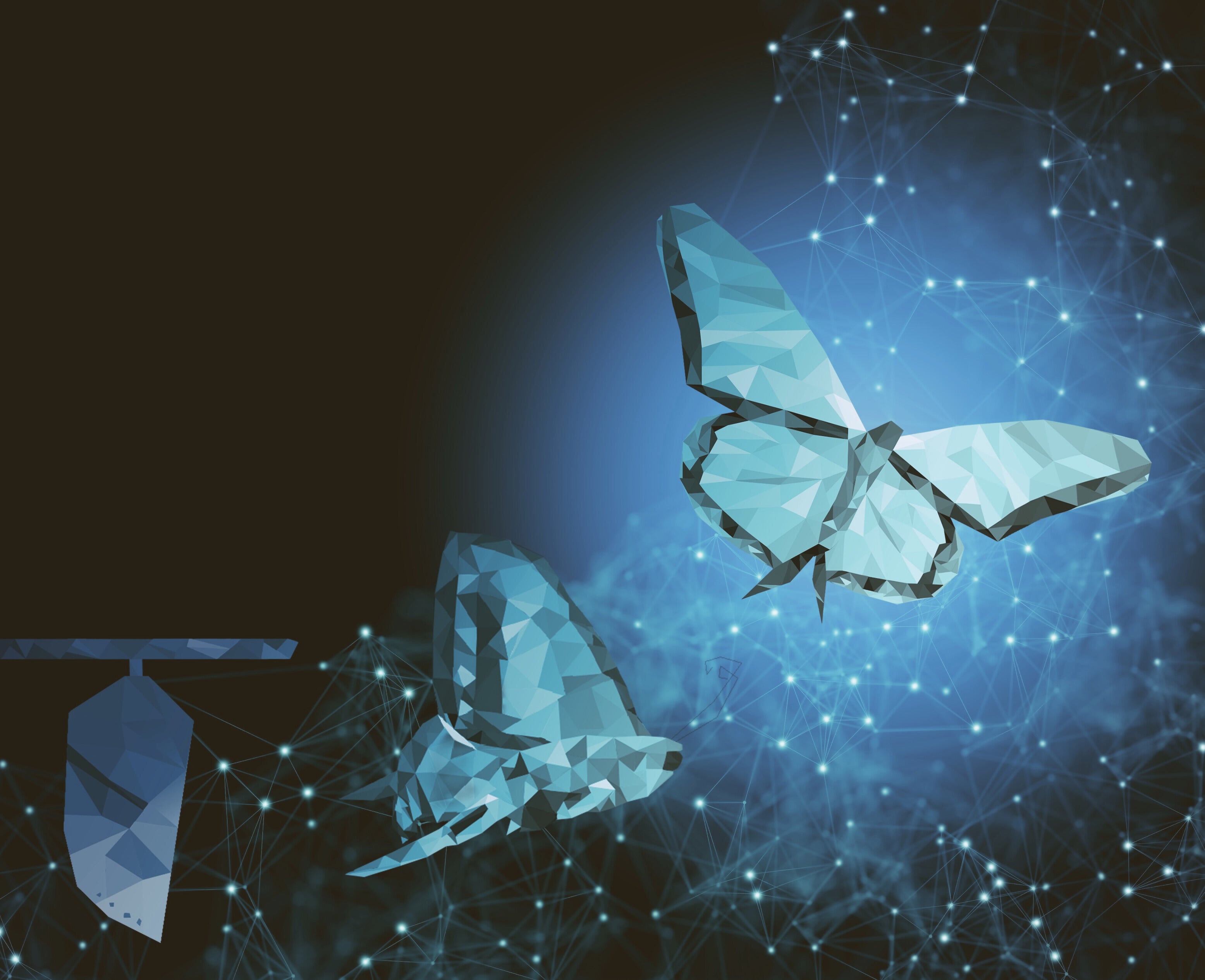 Abstract representation of business transformation and innovation.