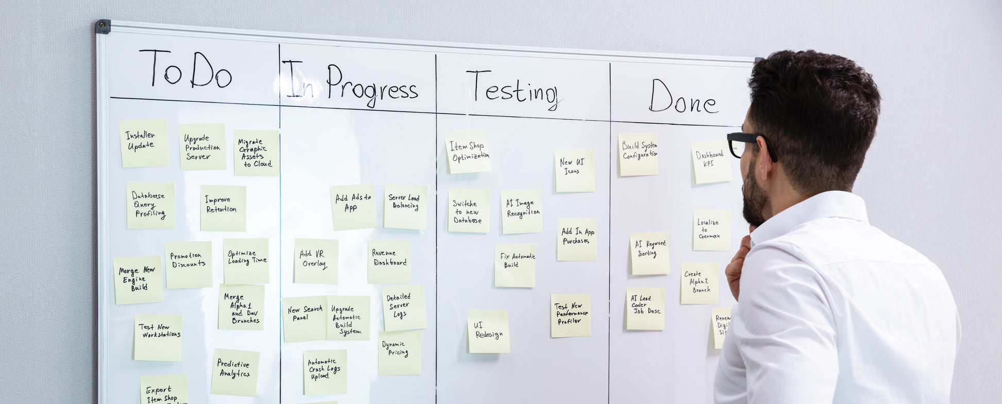 Team collaborating on Agile project planning, symbolizing innovation and teamwork.